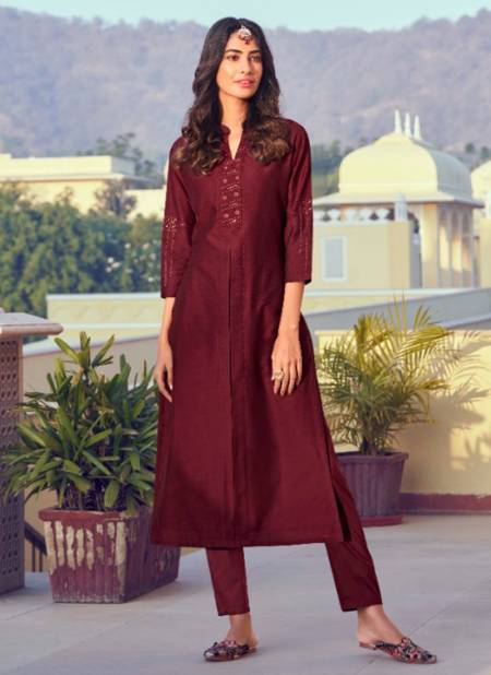 Maroon Colour Raahat Vol 1 Vardan New Latest Designer Ethnic Wear Roman Silk Kurti Collection 6502